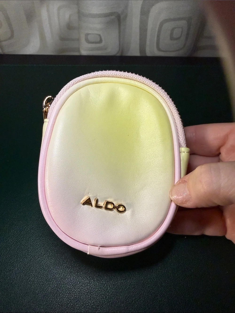 ALDO Pink and Pale Yellow Gradient Mini Coin Pouch
